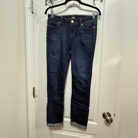 Paige Skyline Skinny Crop cuffed Hem Jeans women’s Sz 26 dark blue closet staple - Picture 11 of 16